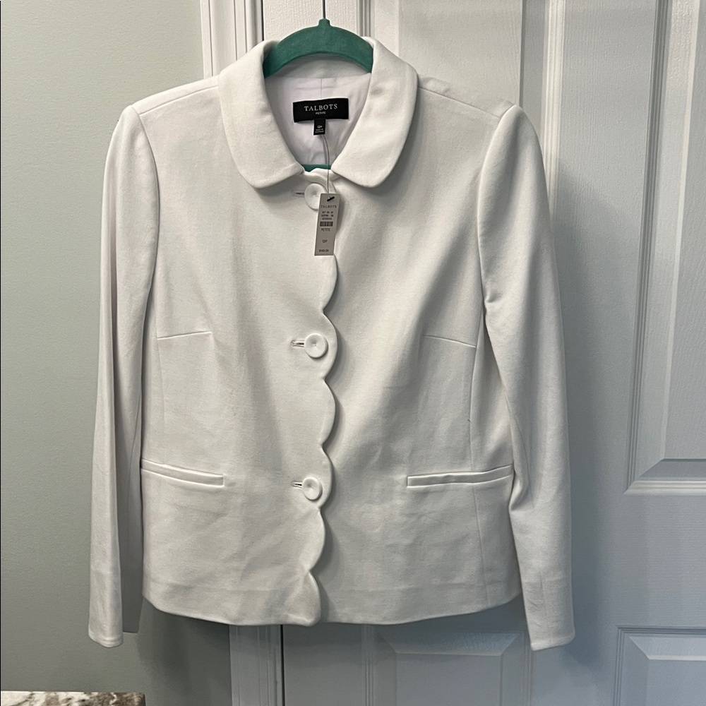 Talbots Women's Scalloped White Blazer